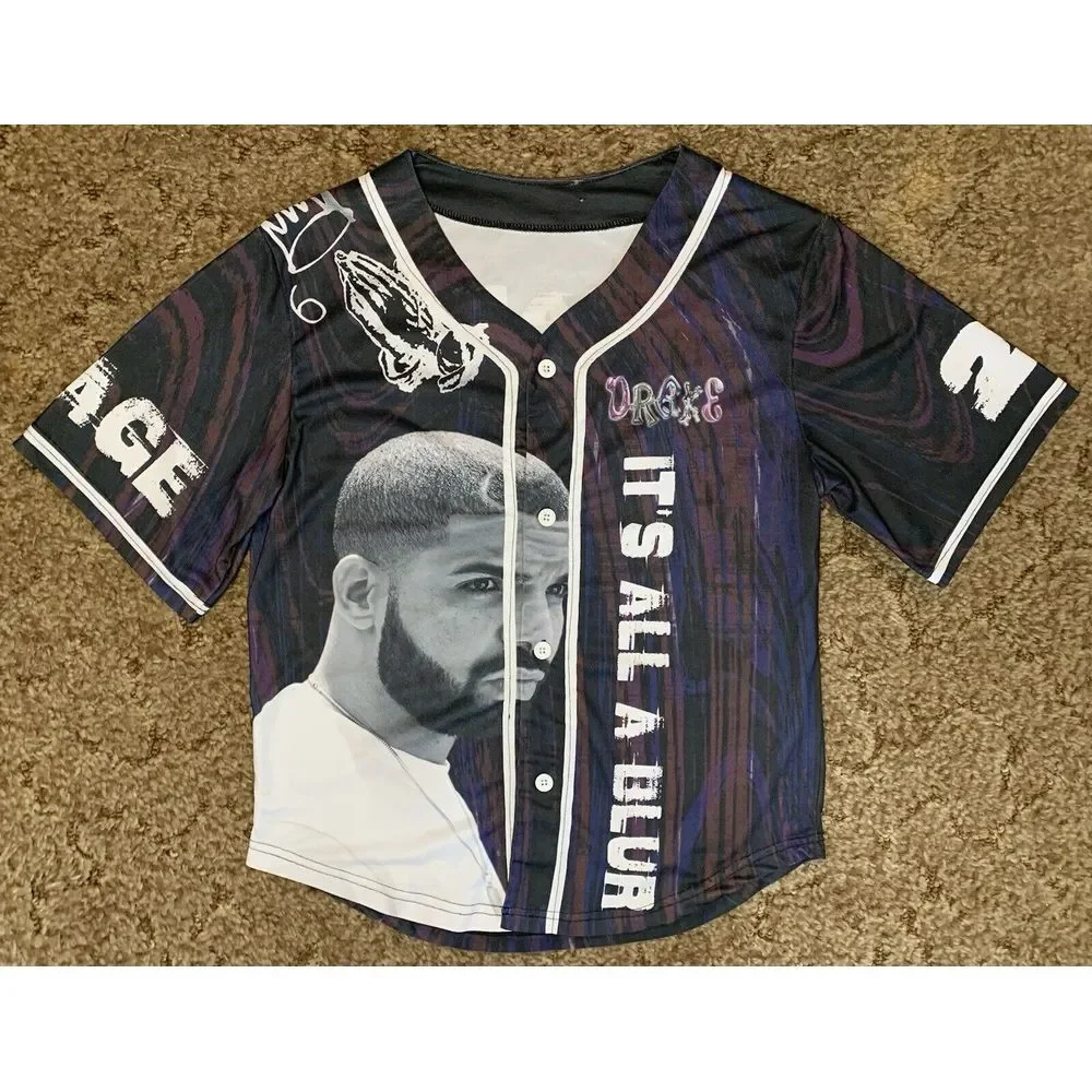 Drake 21 Savage It's All A Blur Tour Baseball Jersey Small Button Up‎ Hip Hop